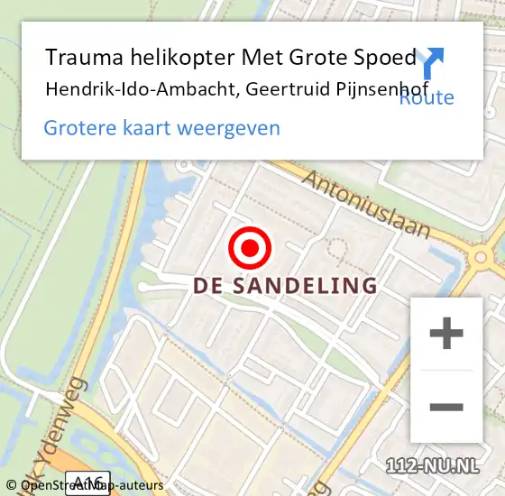 Locatie op kaart van de 112 melding: Trauma helikopter Met Grote Spoed Naar Hendrik-Ido-Ambacht, Geertruid Pijnsenhof op 16 december 2023 19:20