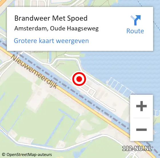Locatie op kaart van de 112 melding: Brandweer Met Spoed Naar Amsterdam, Oude Haagseweg op 16 december 2023 19:36