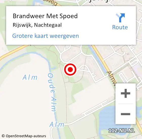 Locatie op kaart van de 112 melding: Brandweer Met Spoed Naar Rijswijk, Nachtegaal op 16 december 2023 20:14