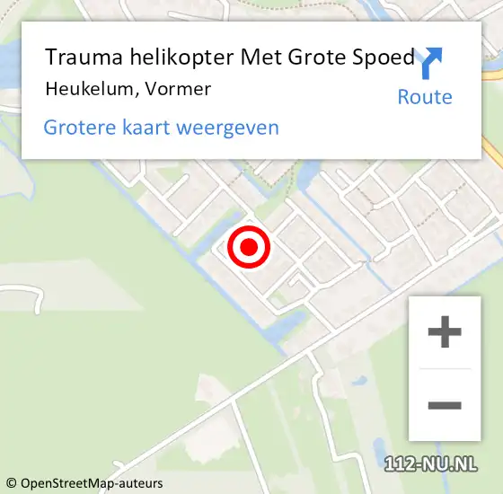 Locatie op kaart van de 112 melding: Trauma helikopter Met Grote Spoed Naar Heukelum, Vormer op 16 december 2023 20:34