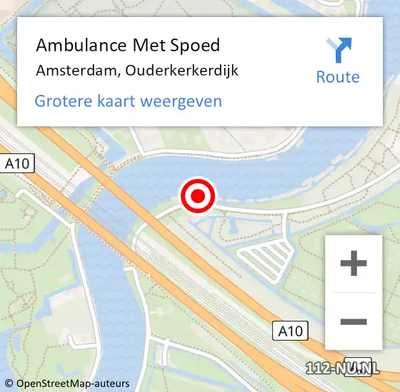 Locatie op kaart van de 112 melding: Ambulance Met Spoed Naar Amsterdam, Ouderkerkerdijk op 16 december 2023 20:57