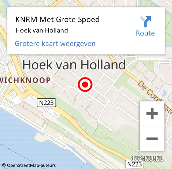 Locatie op kaart van de 112 melding: KNRM Met Grote Spoed Naar Hoek van Holland op 16 december 2023 22:13