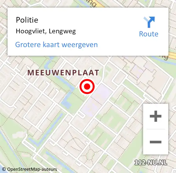 Locatie op kaart van de 112 melding: Politie Hoogvliet, Lengweg op 16 december 2023 22:34