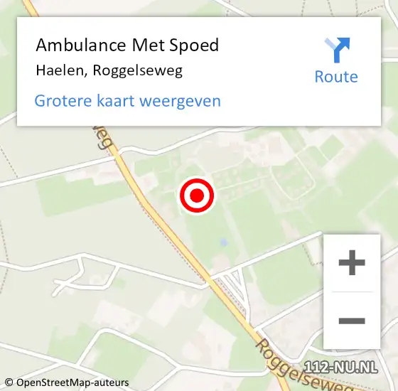 Locatie op kaart van de 112 melding: Ambulance Met Spoed Naar Haelen, Roggelseweg op 16 december 2023 23:27
