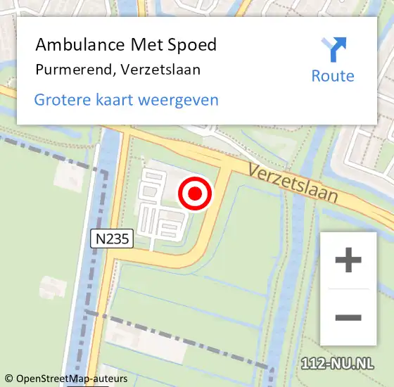 Locatie op kaart van de 112 melding: Ambulance Met Spoed Naar Purmerend, Verzetslaan op 17 december 2023 00:01