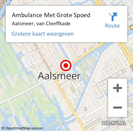 Locatie op kaart van de 112 melding: Ambulance Met Grote Spoed Naar Aalsmeer, van Cleeffkade op 17 december 2023 01:11