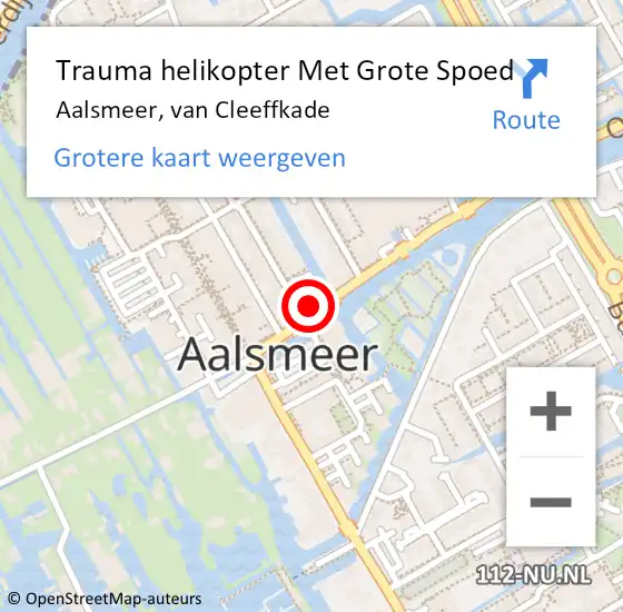 Locatie op kaart van de 112 melding: Trauma helikopter Met Grote Spoed Naar Aalsmeer, van Cleeffkade op 17 december 2023 01:11