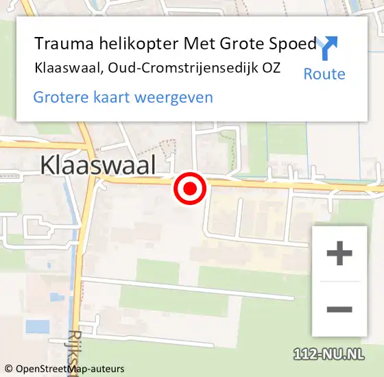 Locatie op kaart van de 112 melding: Trauma helikopter Met Grote Spoed Naar Klaaswaal, Oud-Cromstrijensedijk OZ op 17 december 2023 01:13