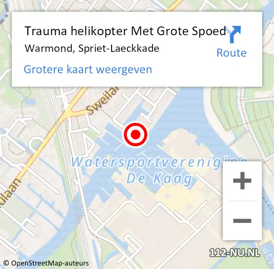 Locatie op kaart van de 112 melding: Trauma helikopter Met Grote Spoed Naar Warmond, Spriet-Laeckkade op 17 december 2023 03:02
