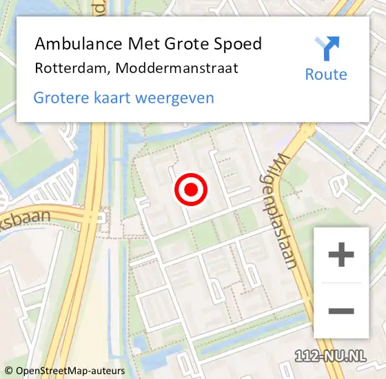 Locatie op kaart van de 112 melding: Ambulance Met Grote Spoed Naar Rotterdam, Moddermanstraat op 17 december 2023 03:22
