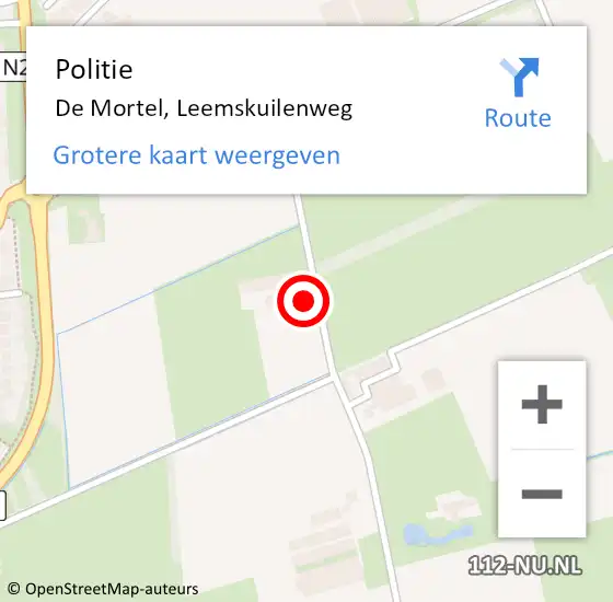 Locatie op kaart van de 112 melding: Politie De Mortel, Leemskuilenweg op 17 december 2023 03:48