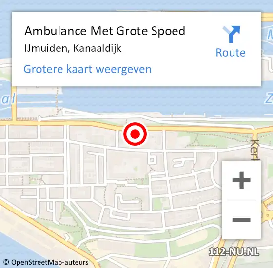 Locatie op kaart van de 112 melding: Ambulance Met Grote Spoed Naar IJmuiden, Kanaaldijk op 17 december 2023 06:22