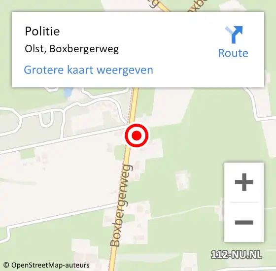 Locatie op kaart van de 112 melding: Politie Olst, Boxbergerweg op 17 december 2023 06:59
