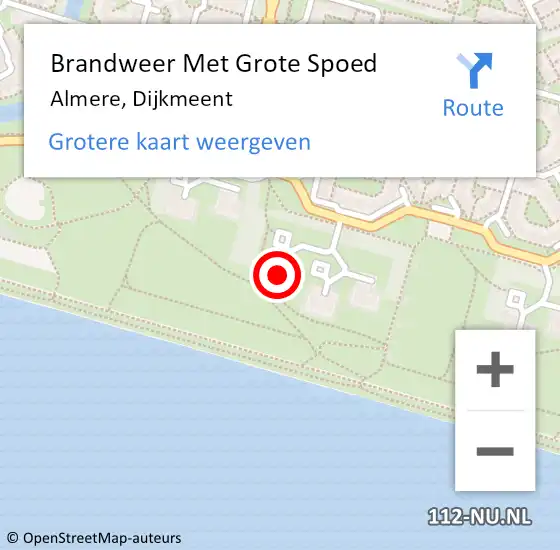 Locatie op kaart van de 112 melding: Brandweer Met Grote Spoed Naar Almere, Dijkmeent op 17 december 2023 08:11