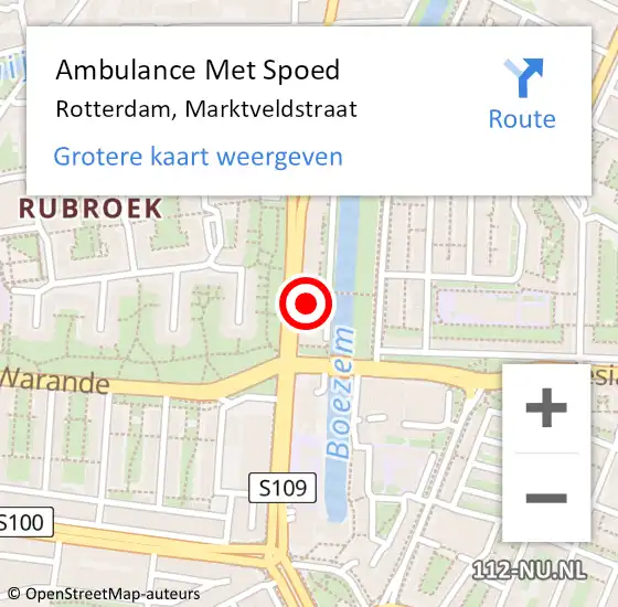 Locatie op kaart van de 112 melding: Ambulance Met Spoed Naar Rotterdam, Marktveldstraat op 17 december 2023 09:45