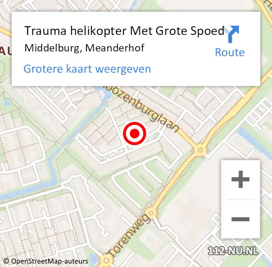 Locatie op kaart van de 112 melding: Trauma helikopter Met Grote Spoed Naar Middelburg, Meanderhof op 17 december 2023 11:03