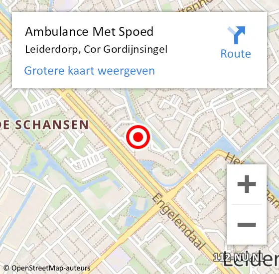 Locatie op kaart van de 112 melding: Ambulance Met Spoed Naar Leiderdorp, Cor Gordijnsingel op 17 december 2023 11:09