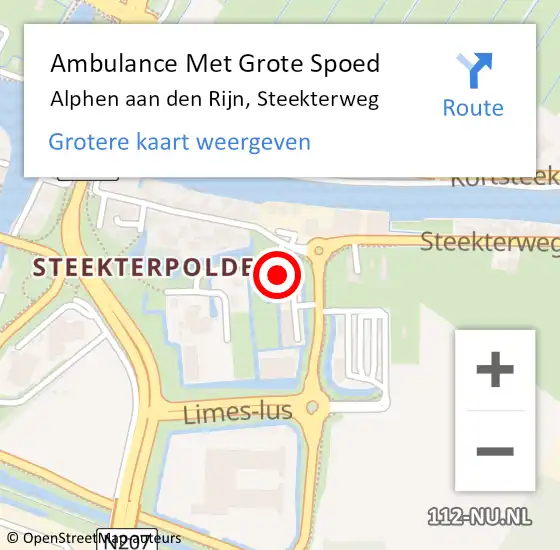 Locatie op kaart van de 112 melding: Ambulance Met Grote Spoed Naar Alphen aan den Rijn, Steekterweg op 17 december 2023 11:46