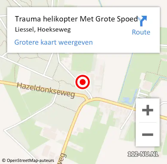 Locatie op kaart van de 112 melding: Trauma helikopter Met Grote Spoed Naar Liessel, Hoekseweg op 17 december 2023 11:56