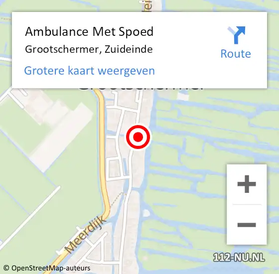 Locatie op kaart van de 112 melding: Ambulance Met Spoed Naar Grootschermer, Zuideinde op 17 december 2023 13:41