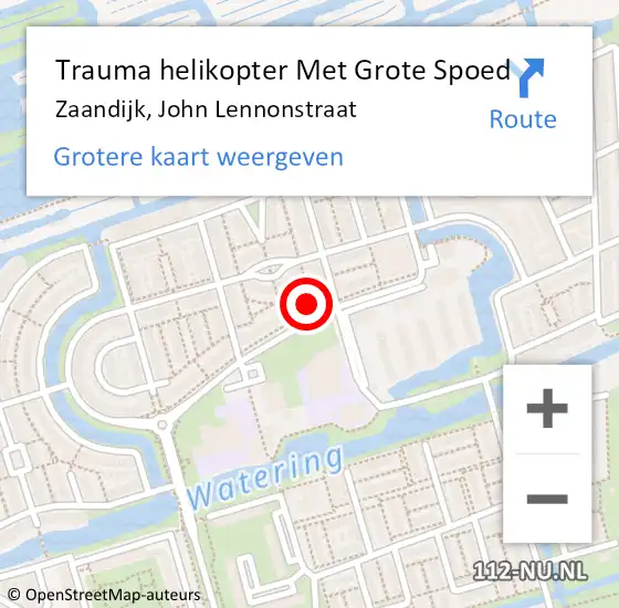 Locatie op kaart van de 112 melding: Trauma helikopter Met Grote Spoed Naar Zaandijk, John Lennonstraat op 17 december 2023 14:24