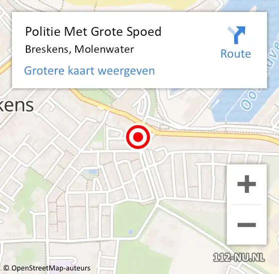 Locatie op kaart van de 112 melding: Politie Met Grote Spoed Naar Breskens, Molenwater op 17 december 2023 14:29