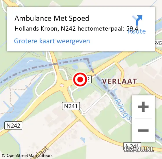 Locatie op kaart van de 112 melding: Ambulance Met Spoed Naar Hollands Kroon, N242 hectometerpaal: 59,4 op 17 december 2023 14:32