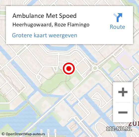 Locatie op kaart van de 112 melding: Ambulance Met Spoed Naar Heerhugowaard, Roze Flamingo op 17 december 2023 14:41