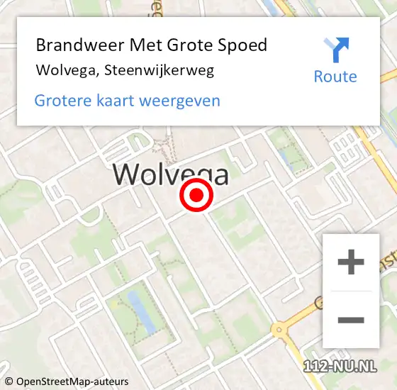 Locatie op kaart van de 112 melding: Brandweer Met Grote Spoed Naar Wolvega, Steenwijkerweg op 17 december 2023 14:47