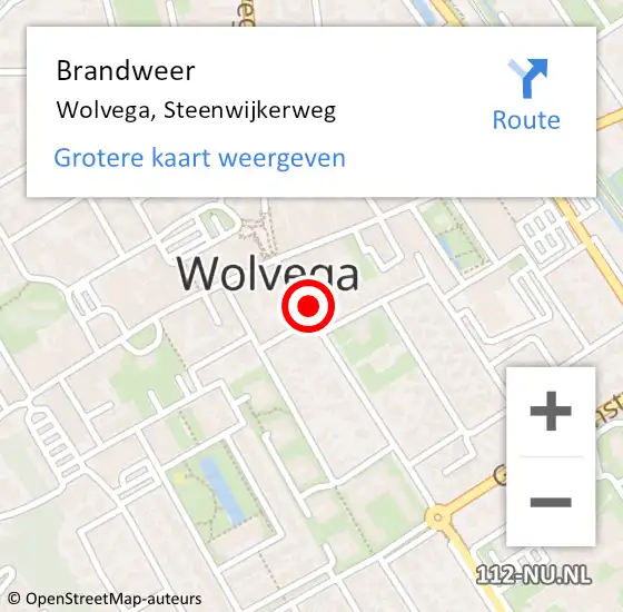 Locatie op kaart van de 112 melding: Brandweer Wolvega, Steenwijkerweg op 17 december 2023 14:51