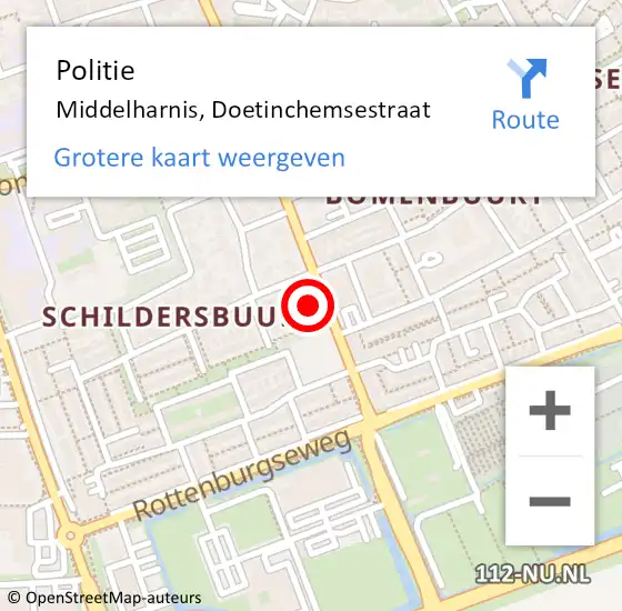 Locatie op kaart van de 112 melding: Politie Middelharnis, Doetinchemsestraat op 17 december 2023 15:31