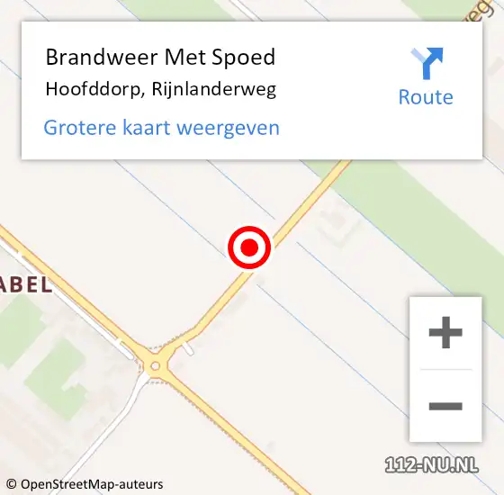 Locatie op kaart van de 112 melding: Brandweer Met Spoed Naar Hoofddorp, Rijnlanderweg op 17 december 2023 15:38