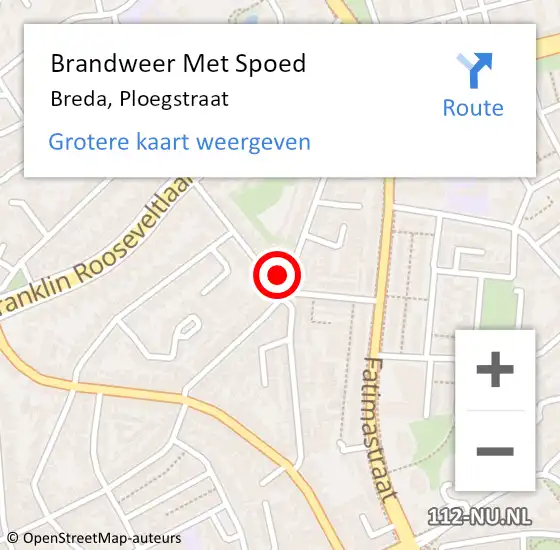 Locatie op kaart van de 112 melding: Brandweer Met Spoed Naar Breda, Ploegstraat op 17 december 2023 15:52