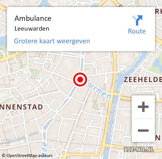 Locatie op kaart van de 112 melding: Ambulance Leeuwarden op 17 december 2023 16:24
