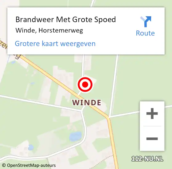 Locatie op kaart van de 112 melding: Brandweer Met Grote Spoed Naar Winde, Horstemerweg op 17 december 2023 16:34