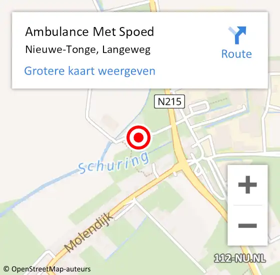 Locatie op kaart van de 112 melding: Ambulance Met Spoed Naar Nieuwe-Tonge, Langeweg op 17 december 2023 16:52