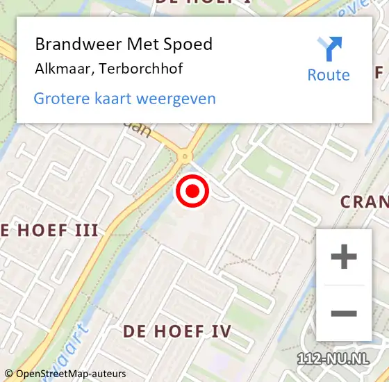 Locatie op kaart van de 112 melding: Brandweer Met Spoed Naar Alkmaar, Terborchhof op 17 december 2023 17:54