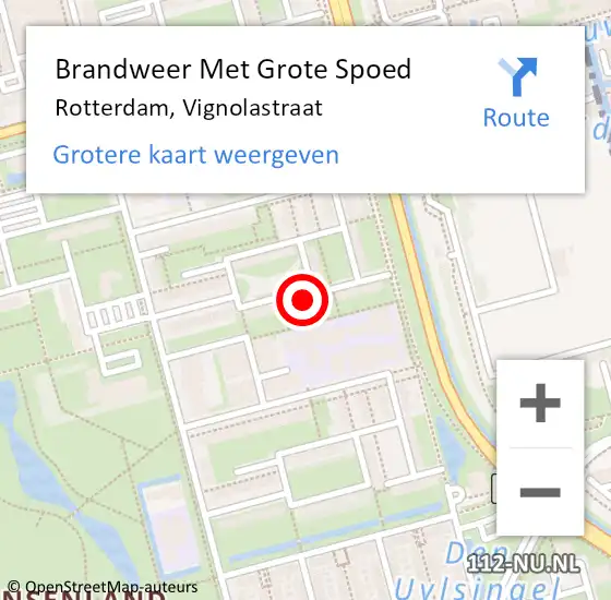 Locatie op kaart van de 112 melding: Brandweer Met Grote Spoed Naar Rotterdam, Vignolastraat op 17 december 2023 19:08