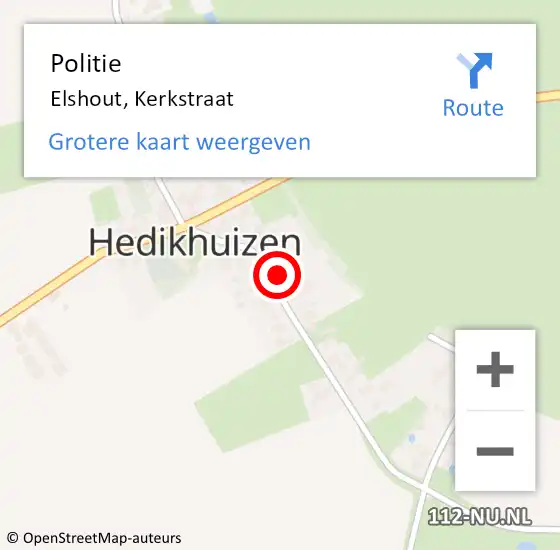 Locatie op kaart van de 112 melding: Politie Elshout, Kerkstraat op 17 december 2023 21:52