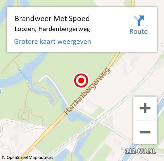 Locatie op kaart van de 112 melding: Brandweer Met Spoed Naar Loozen, Hardenbergerweg op 17 december 2023 22:04