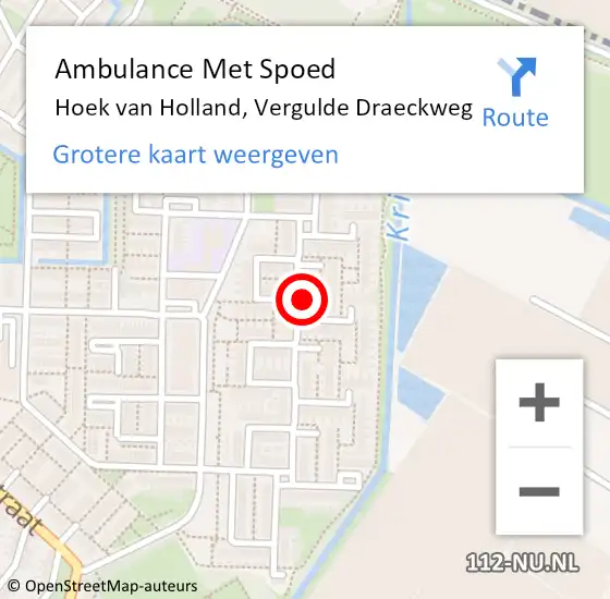 Locatie op kaart van de 112 melding: Ambulance Met Spoed Naar Hoek van Holland, Vergulde Draeckweg op 17 december 2023 22:25