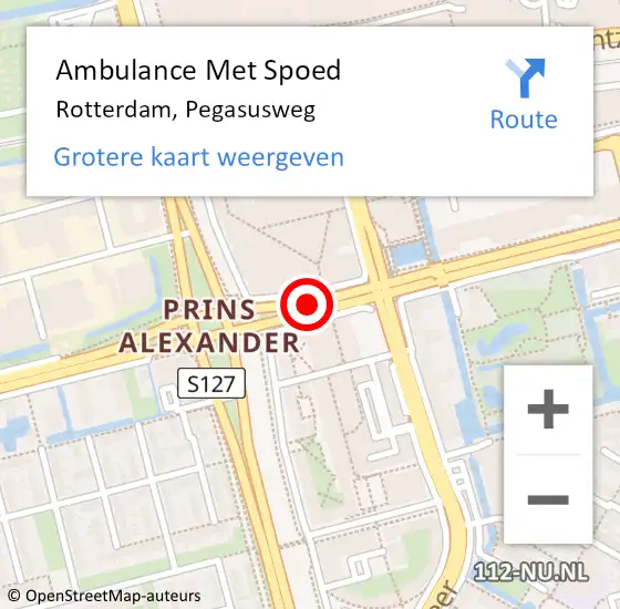 Locatie op kaart van de 112 melding: Ambulance Met Spoed Naar Rotterdam, Pegasusweg op 18 december 2023 00:46