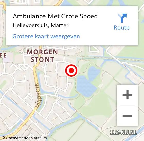 Locatie op kaart van de 112 melding: Ambulance Met Grote Spoed Naar Hellevoetsluis, Marter op 18 december 2023 01:28
