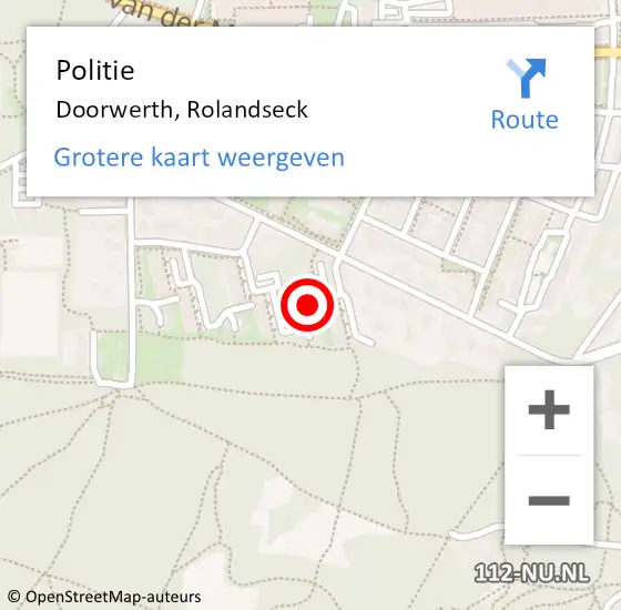 Locatie op kaart van de 112 melding: Politie Doorwerth, Rolandseck op 18 december 2023 03:51