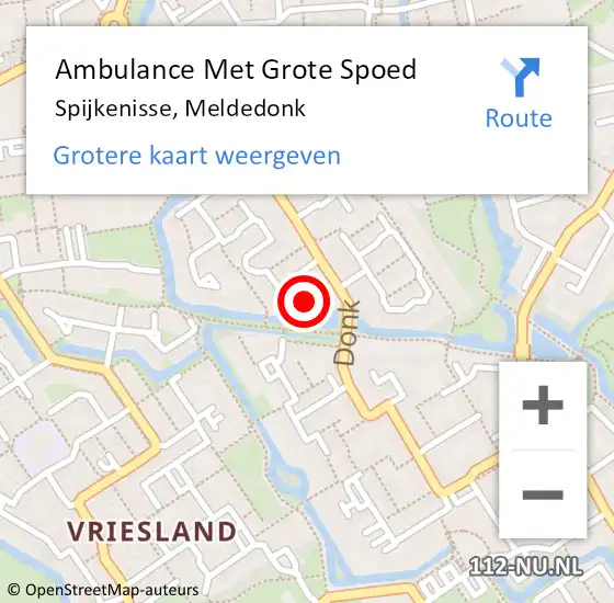 Locatie op kaart van de 112 melding: Ambulance Met Grote Spoed Naar Spijkenisse, Meldedonk op 18 december 2023 05:15