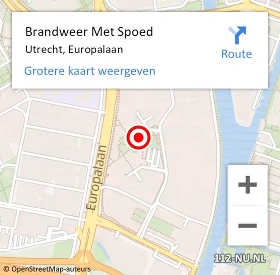 Locatie op kaart van de 112 melding: Brandweer Met Spoed Naar Utrecht, Europalaan op 18 december 2023 06:22