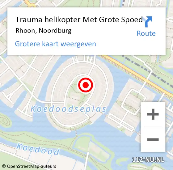 Locatie op kaart van de 112 melding: Trauma helikopter Met Grote Spoed Naar Rhoon, Noordburg op 18 december 2023 06:39