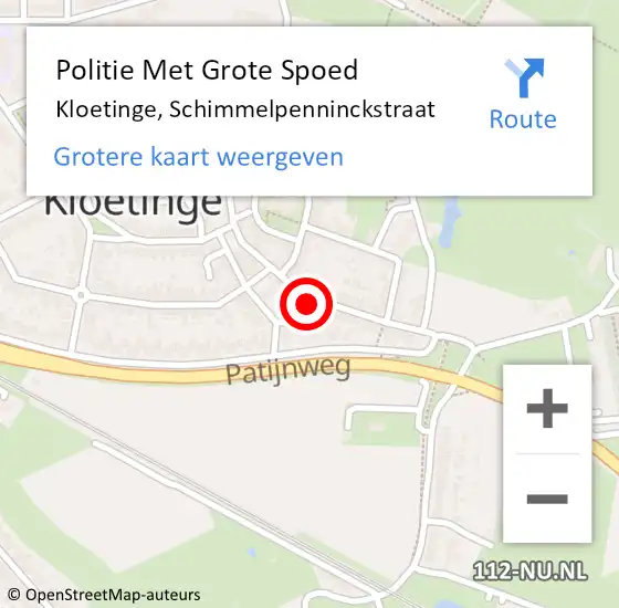 Locatie op kaart van de 112 melding: Politie Met Grote Spoed Naar Kloetinge, Schimmelpenninckstraat op 18 december 2023 09:20