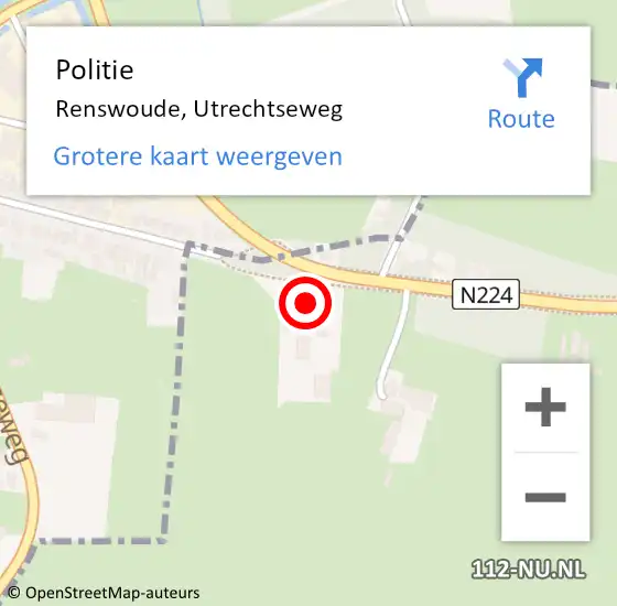 Locatie op kaart van de 112 melding: Politie Renswoude, Utrechtseweg op 18 december 2023 09:56