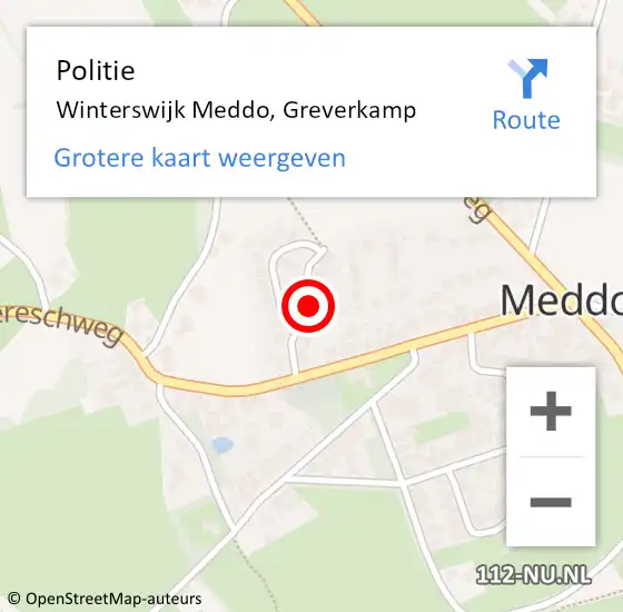 Locatie op kaart van de 112 melding: Politie Winterswijk Meddo, Greverkamp op 18 december 2023 10:43